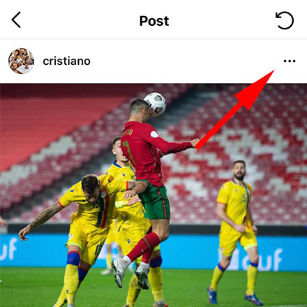 Instagram post menu button on mobile phone